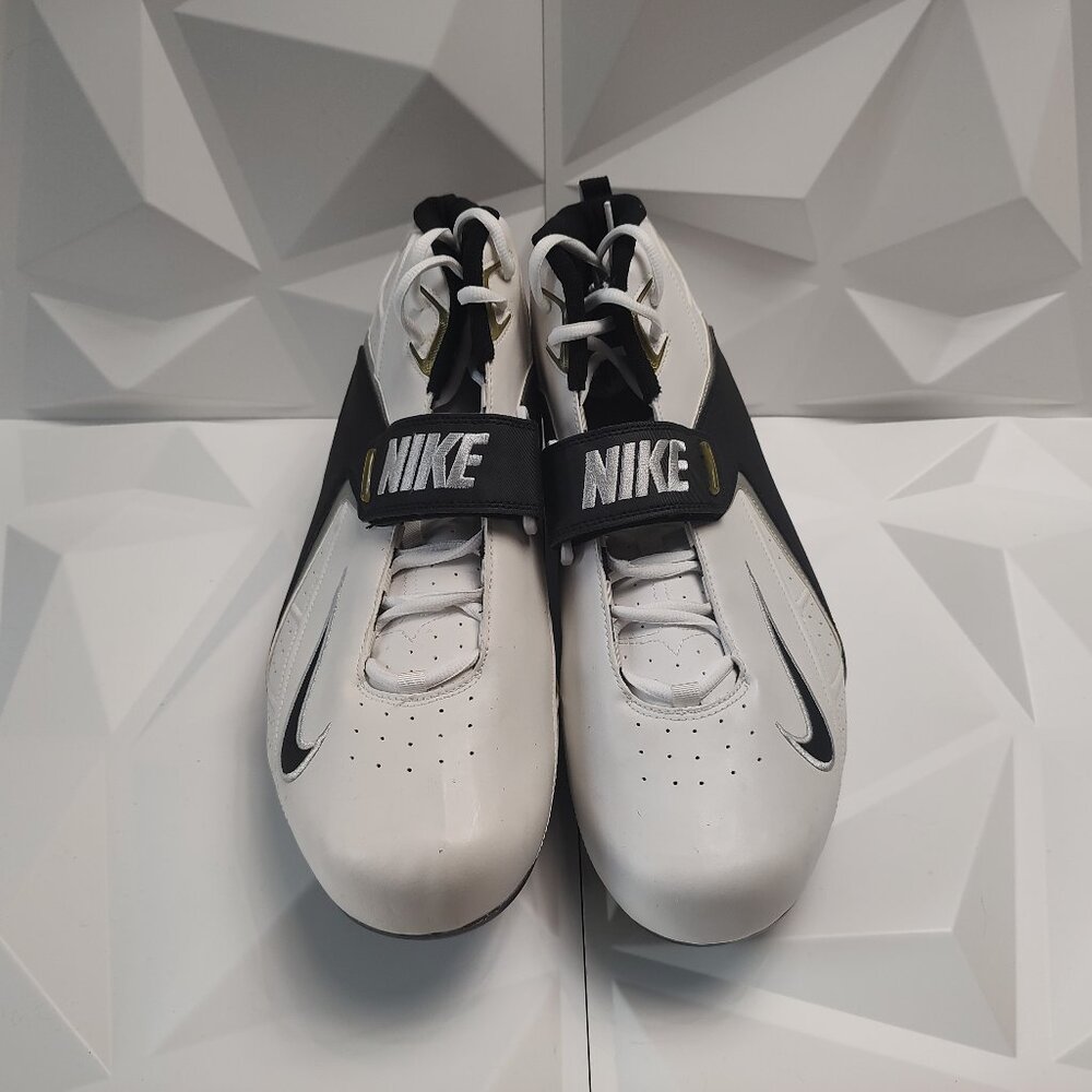 Nike Men's Football Cleats 18 White Black Shoe Lacrosse Air Zoom Boss Shark - Picture 12 of 13